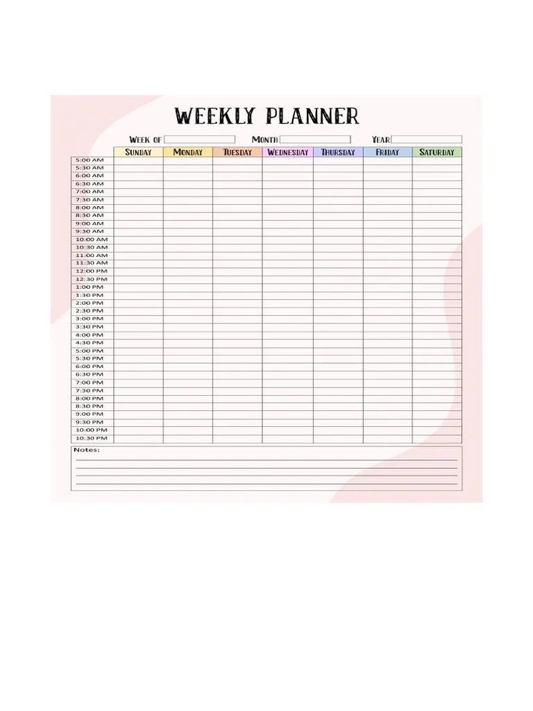 Free Printable Weekly Calendar Templates - 14409.jpg | PDF