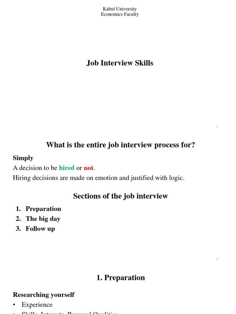 Job Interview Skills | PDF | Job Interview | Psychological Concepts