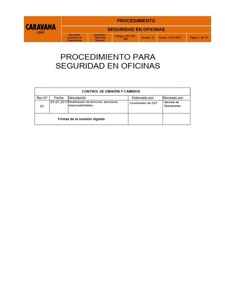 SST-PO-006 - Procedimiento Para Seguridad En Oficinas | PDF | Teclado | Seguridad Y Salud ...