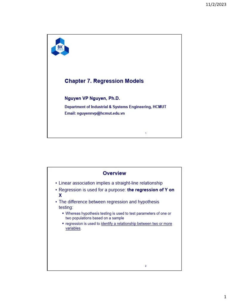 Chapter 8 Regression Model - 2023 | PDF | Errors And Residuals ...