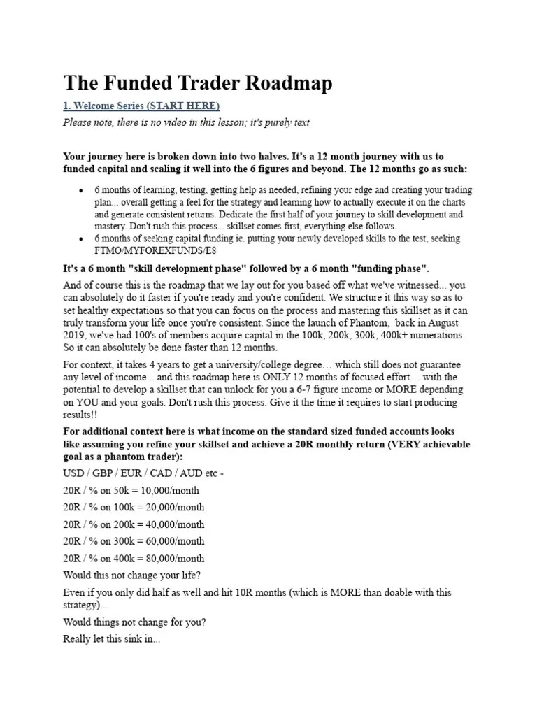 The Funded Trader Roadmap The 12 Month Journey To Transformation | Download Free PDF | Behavior ...