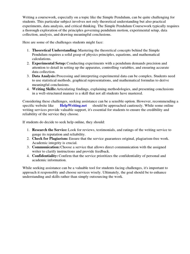 Simple Pendulum Coursework | PDF | Pendulum | Oscillation