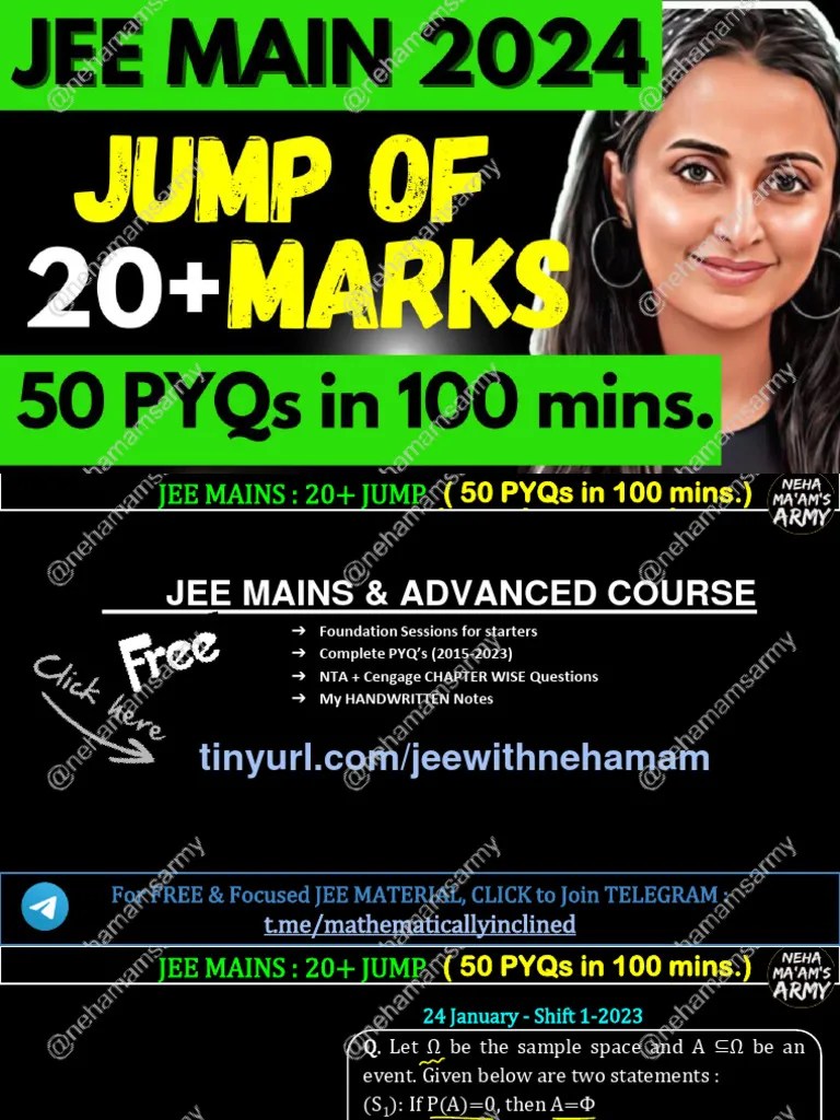JEE 2024-50 PYQs In 100 Mins | PDF | Equations | Mathematics
