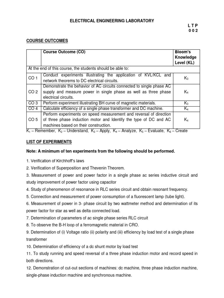EE Lab | PDF | Electrical Network | Alternating Current