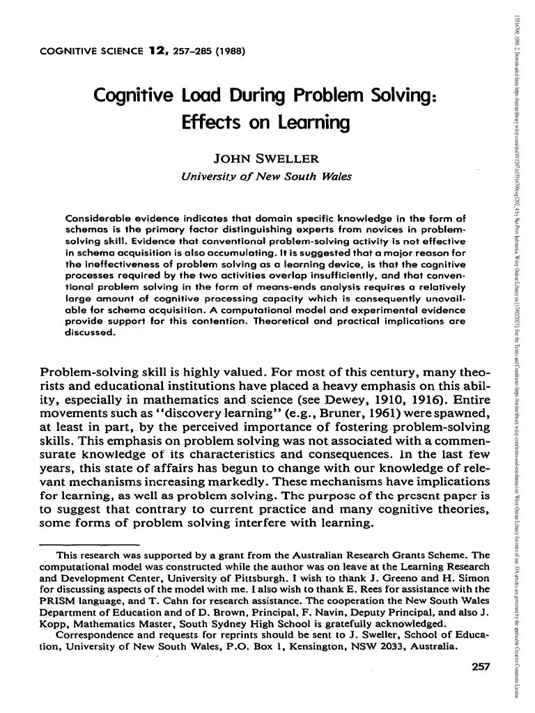 Cognitive Science - April 1988 - Sweller - Cognitive Load During ...