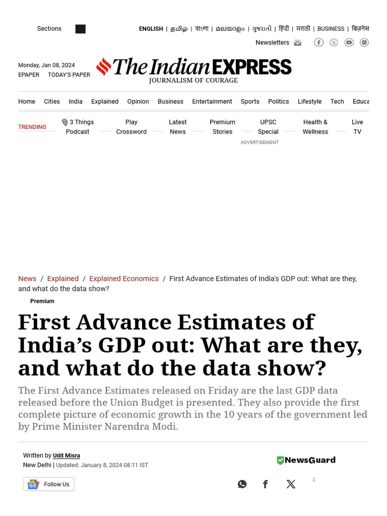 First Advance Estimates Of India's GDP Out - What Are They, And What Do The Data Show ...