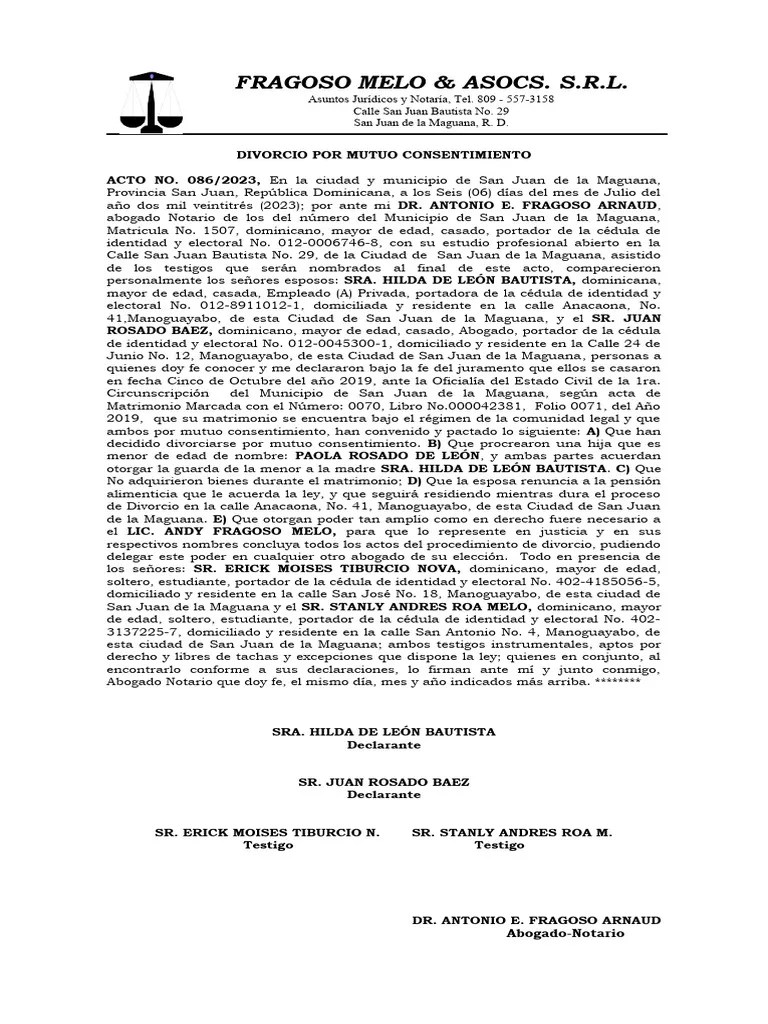 DIVORCIO POR MUTUO CONSENTIMIENTO. TAREA | PDF | Divorcio | Matrimonio