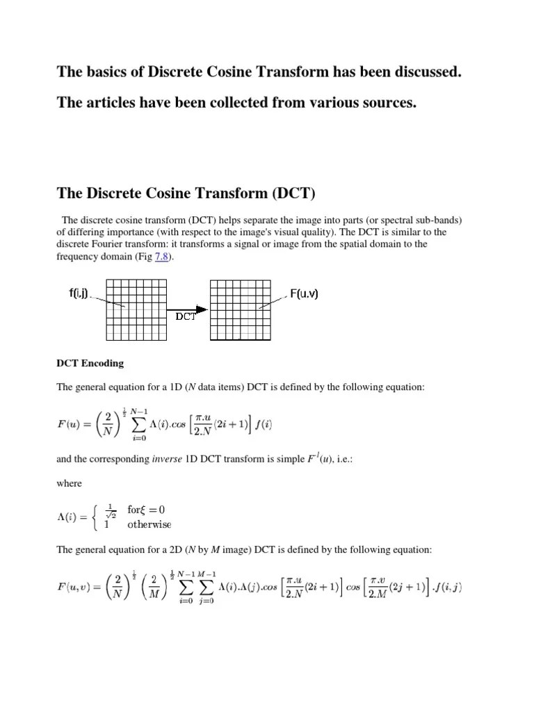 The Discrete Cosine Transform | PDF | Data Compression | Fast Fourier ...
