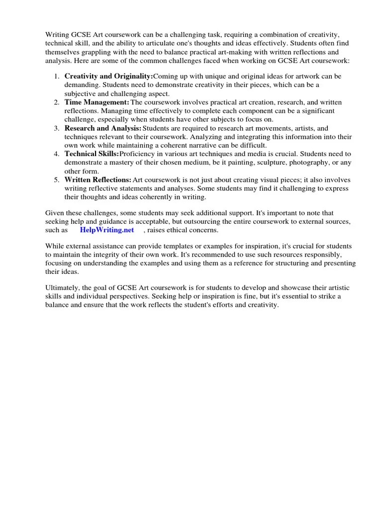 Gcse Art Coursework Examples | PDF