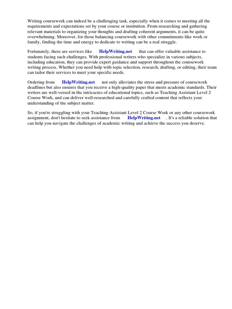 Teaching Assistant Level 2 Course Work | PDF | Teachers | Learning