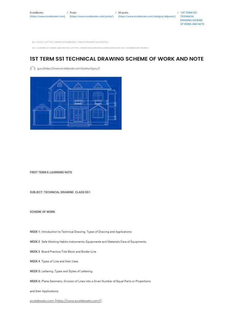 1st Term Ss1 Technical Drawing Scheme Of Work And Note - Ecolebooks ...
