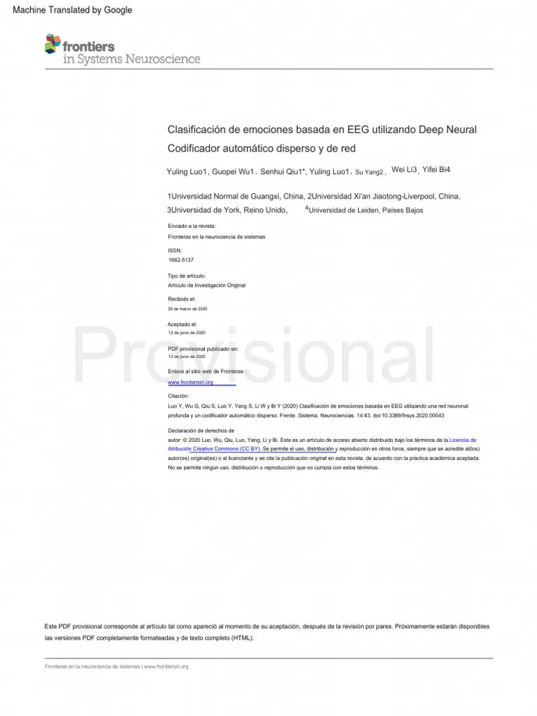 EEG Based Emotion Classification Usin Deep Neural Netword Yuling Y Otros 2020 | PDF | Red ...