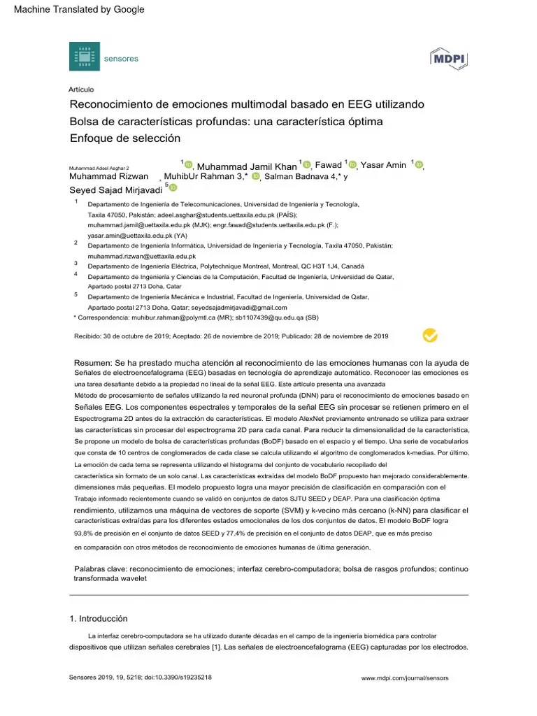 Eeg Based Multimodal Emotion Recognition Muhamad 2019 | PDF