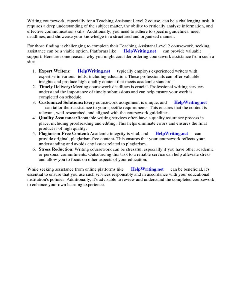 Teaching Assistant Level 2 Coursework Help | PDF | Teachers | Learning