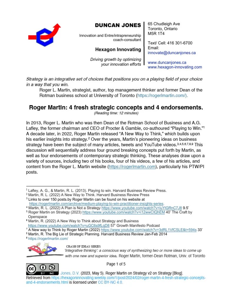 Hex-I Roger Martin On Strategy V2 | PDF | Business Model | Scenario ...