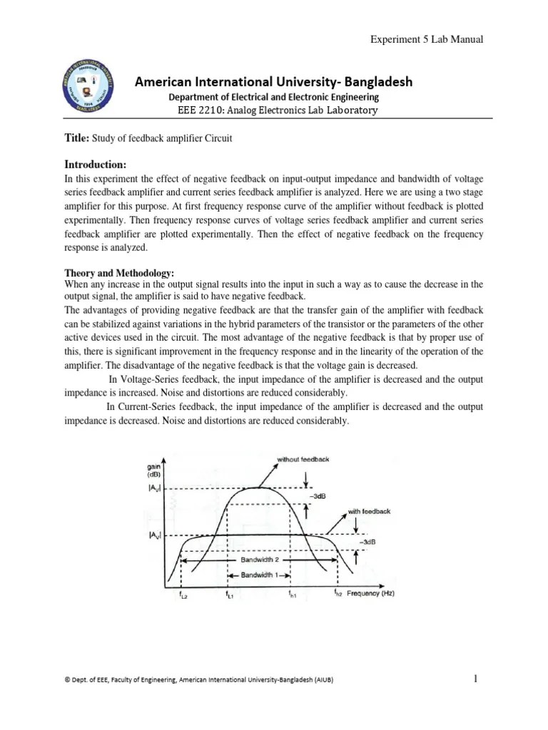 Ae Exp 5 Student Manual | PDF | Amplifier | Feedback