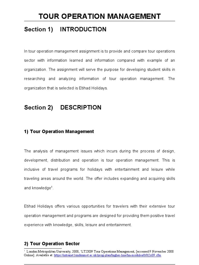 Tour Operation Management | PDF | Operations Management | Tourism