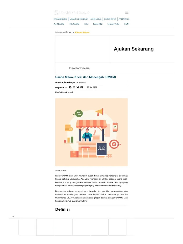 Usaha Mikro, Kecil, Dan Menengah (UMKM) - UKMINDONESIA - Id | PDF | Bisnis | Pengelolaan ...