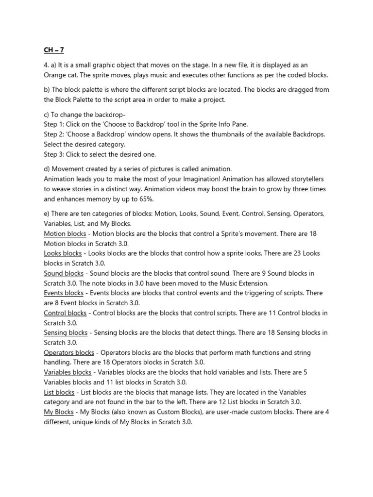 Class 7 Chap 7 And 8 | PDF | Scratch (Programming Language) | Computer ...