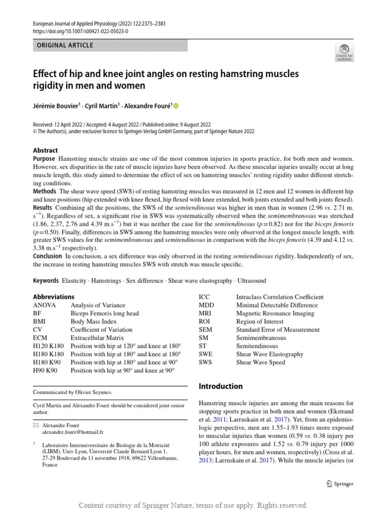 Effect Of Hip And Knee Joint Angles On Resting Ham | PDF | Effect Size ...