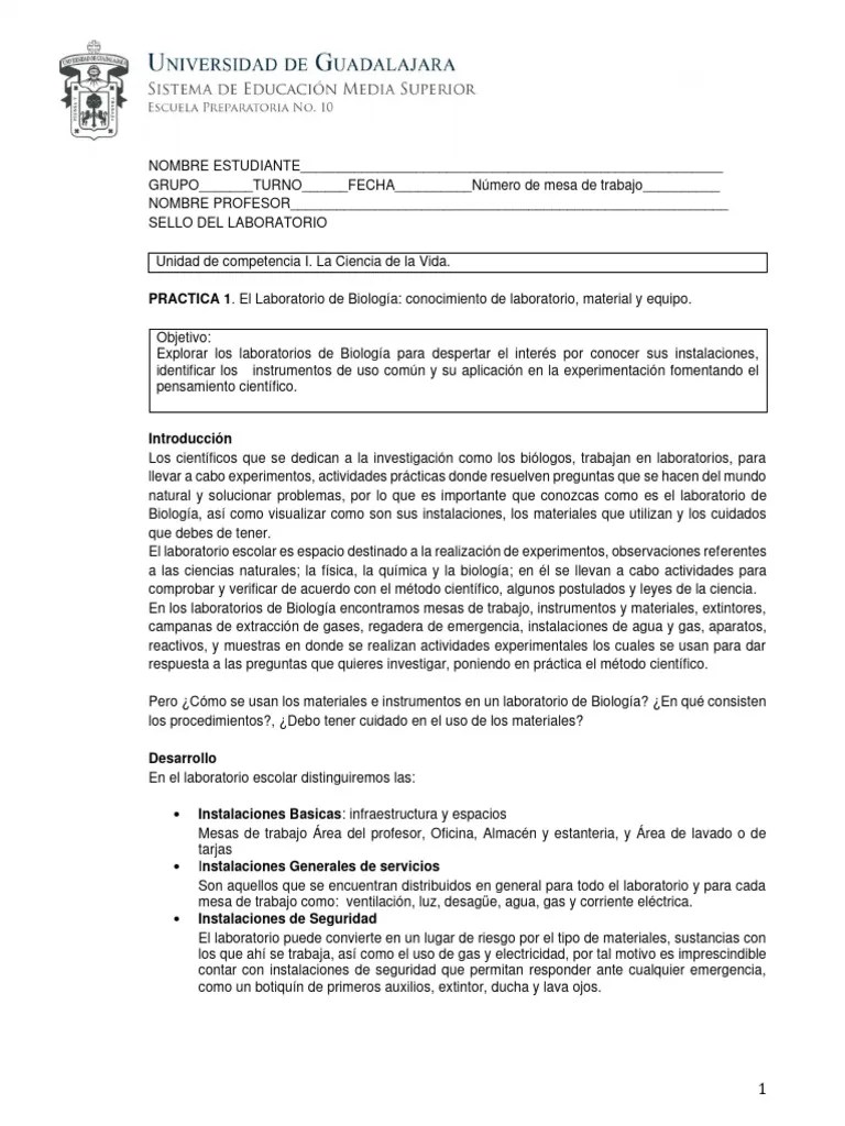 Practica 1 El Labooratorio De Biologìa | Descargar Gratis PDF ...