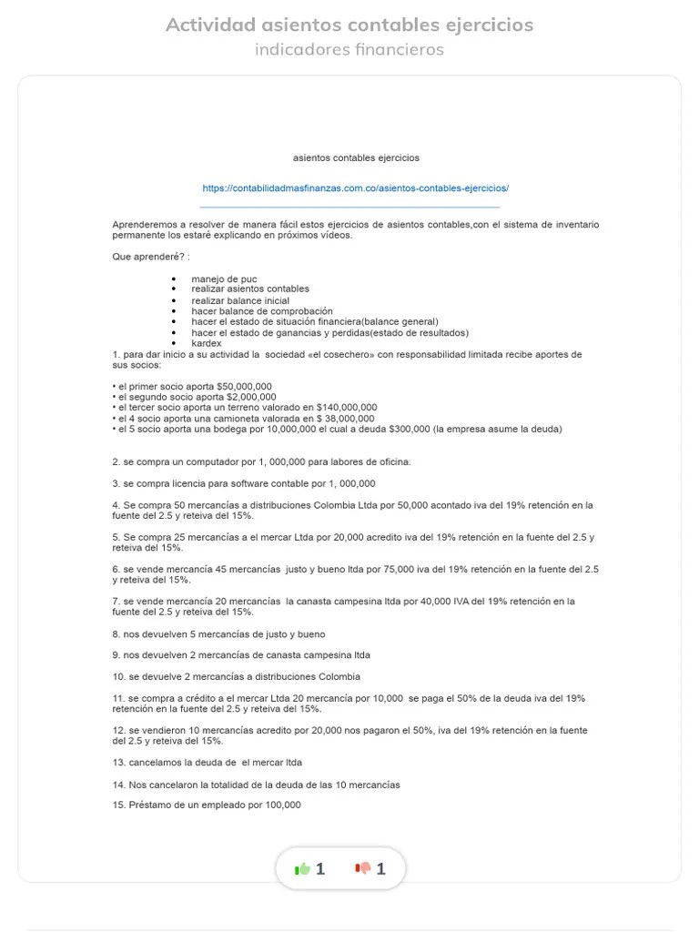 Actividad Asientos Contables Ejercicios - Compress | PDF | Estado De ...