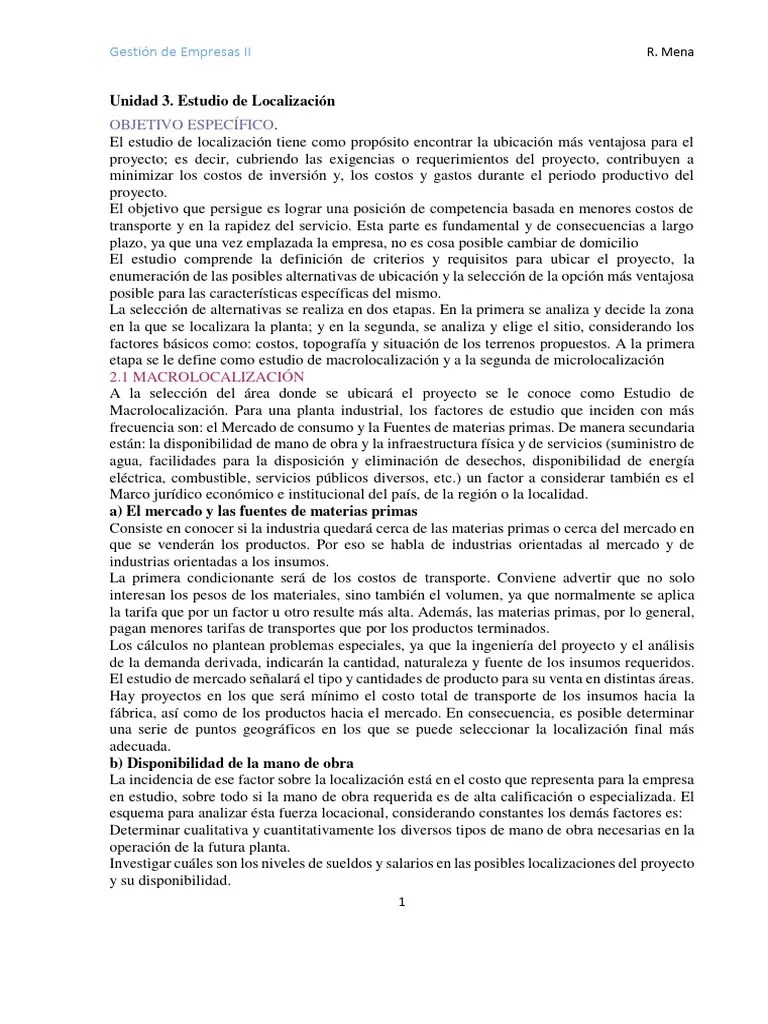 Unidad 3. Estudio De Localización | Descargar Gratis PDF | Business | Ingenieria Eléctrica