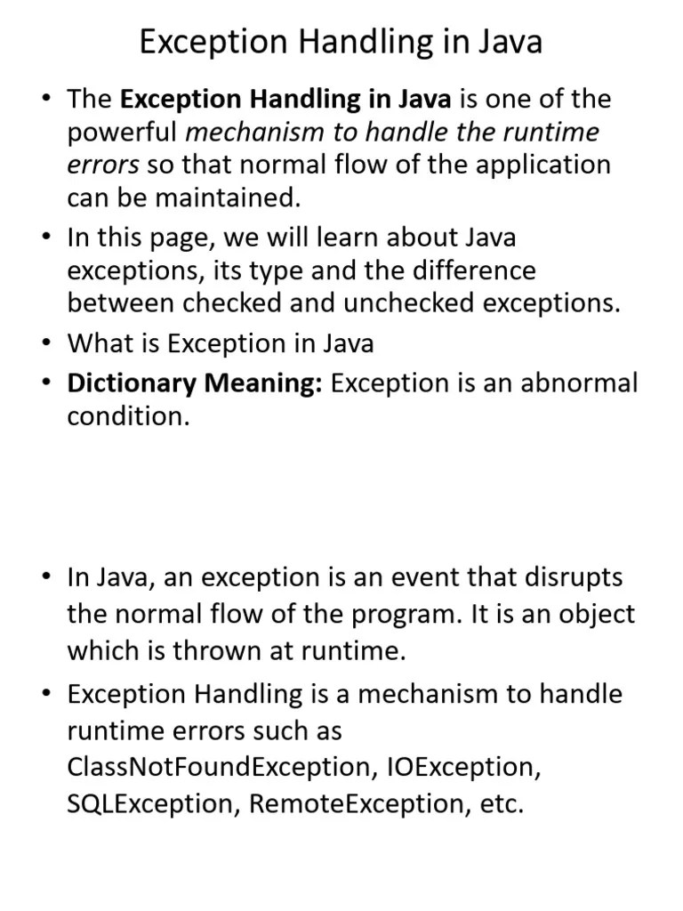 Java Exception Handling Guide | PDF
