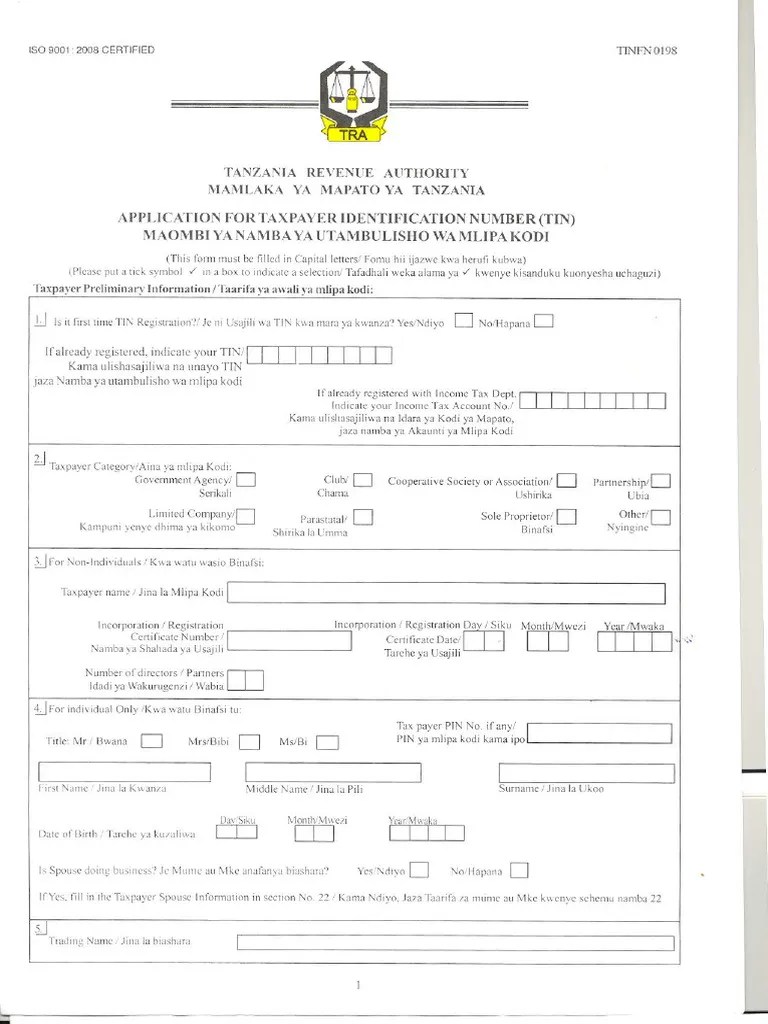 TIN Form 2 - 1 | PDF