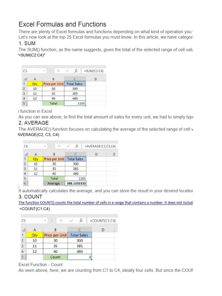 Excel Functions And Formulas | PDF | Microsoft Excel | Function ...