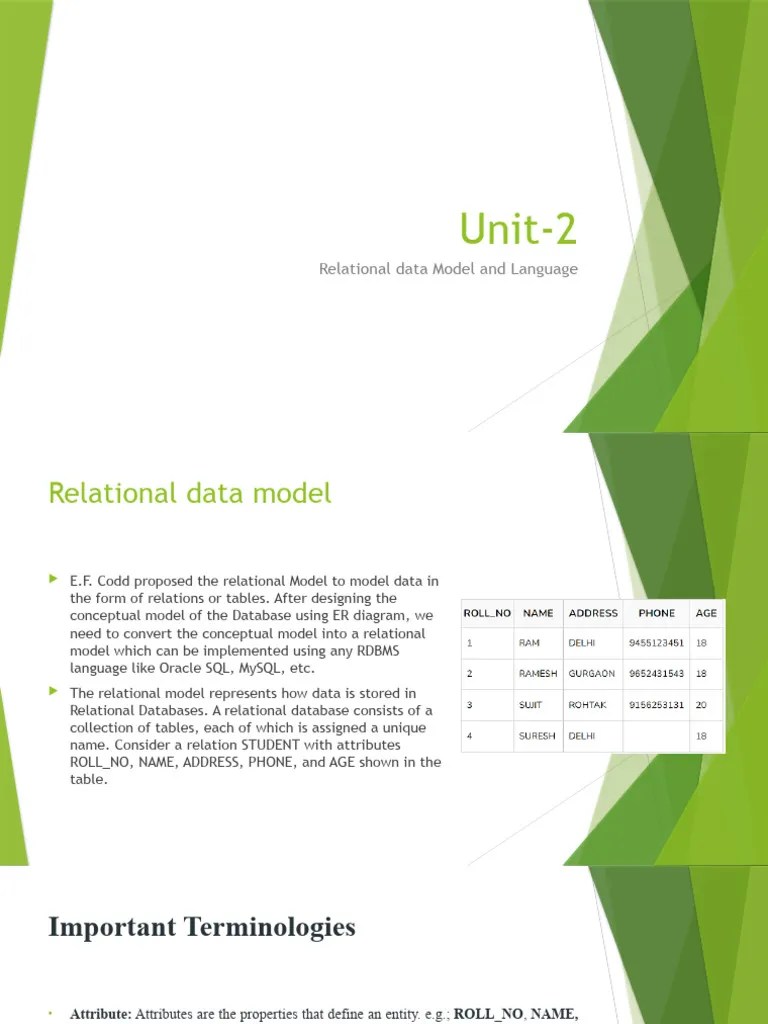 DBMS Unit-2 | PDF | Relational Database | Relational Model