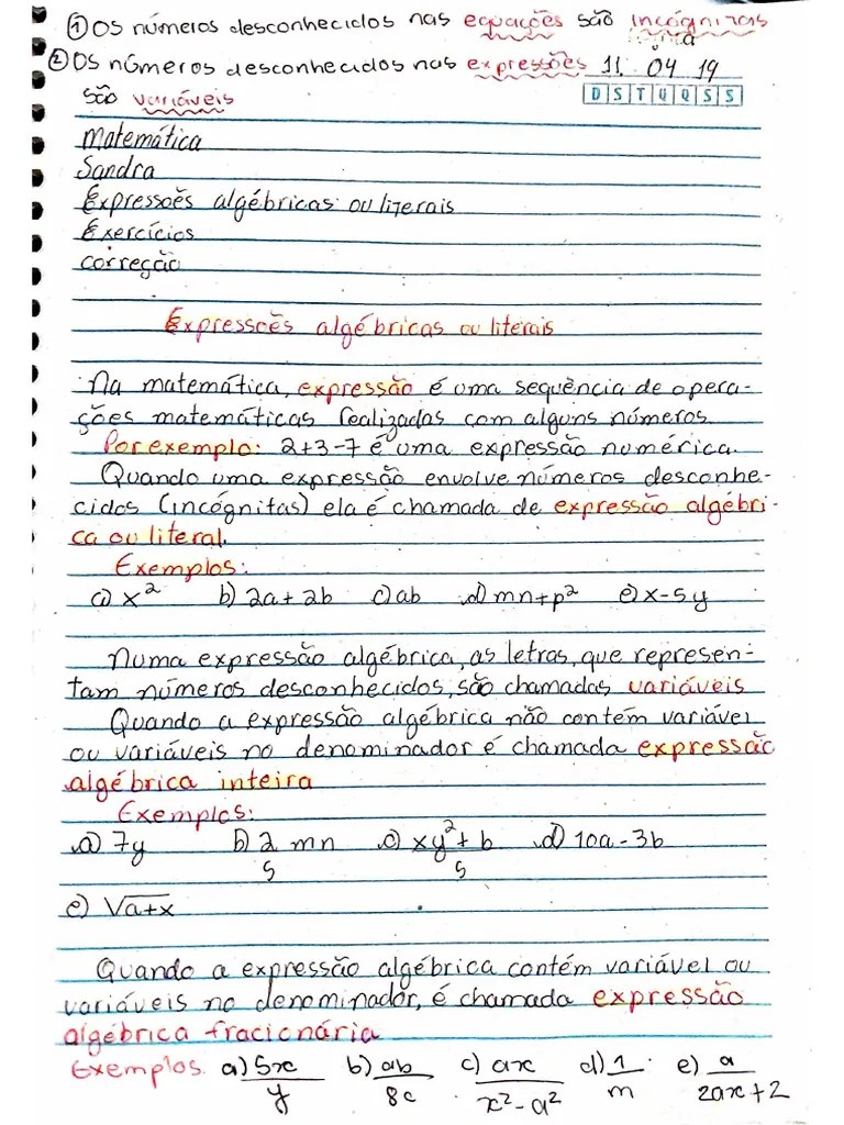 Expressoes Algebricas | PDF