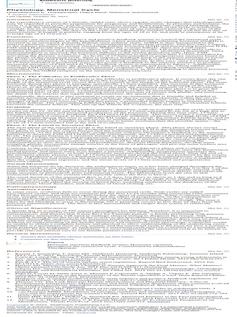 Physiology, Menstrual Cycle - StatPearls - NCBI Bookshelf | PDF ...