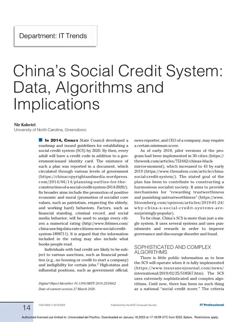 Chinas Social Credit System Data Algorithms And Implications | PDF | Credit Score | Credit