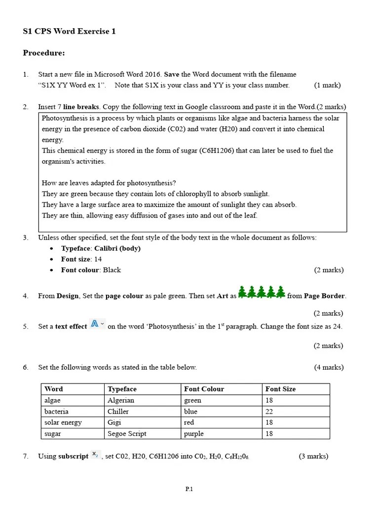 Word Ex1 Procedures | PDF