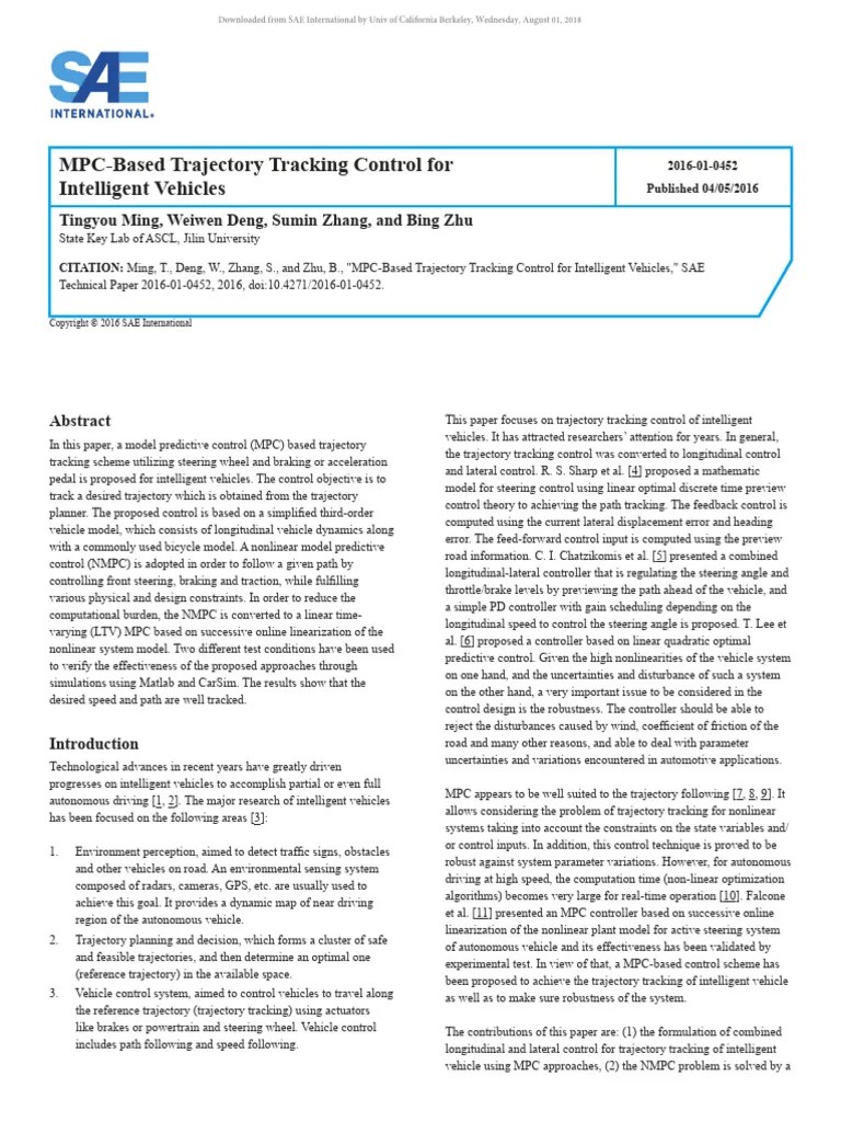 MPC Based Trajectory Tracking Control | PDF | Mathematical Optimization | Control Theory
