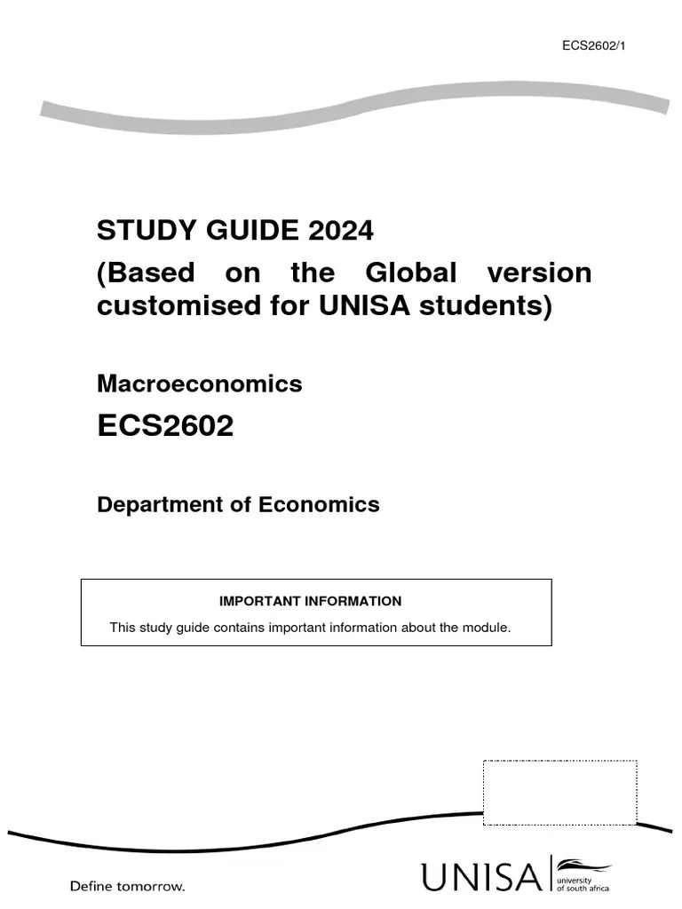 ECS2602 - STUDY GUIDE 2024 - Global Edition - Customised Version | PDF | Macroeconomics | Fiscal ...