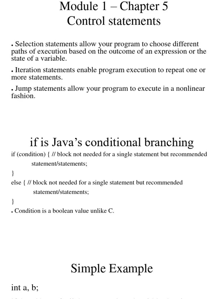 Java Module 1 Chapter 5 | PDF | Control Flow | Integer (Computer Science)