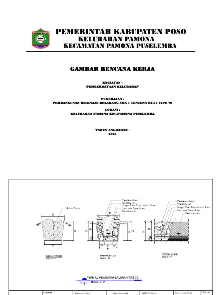 Gambar Pembangunan Drainase Belakang Sma 1 Tentena Rt 11 Tipe 70 Pdf