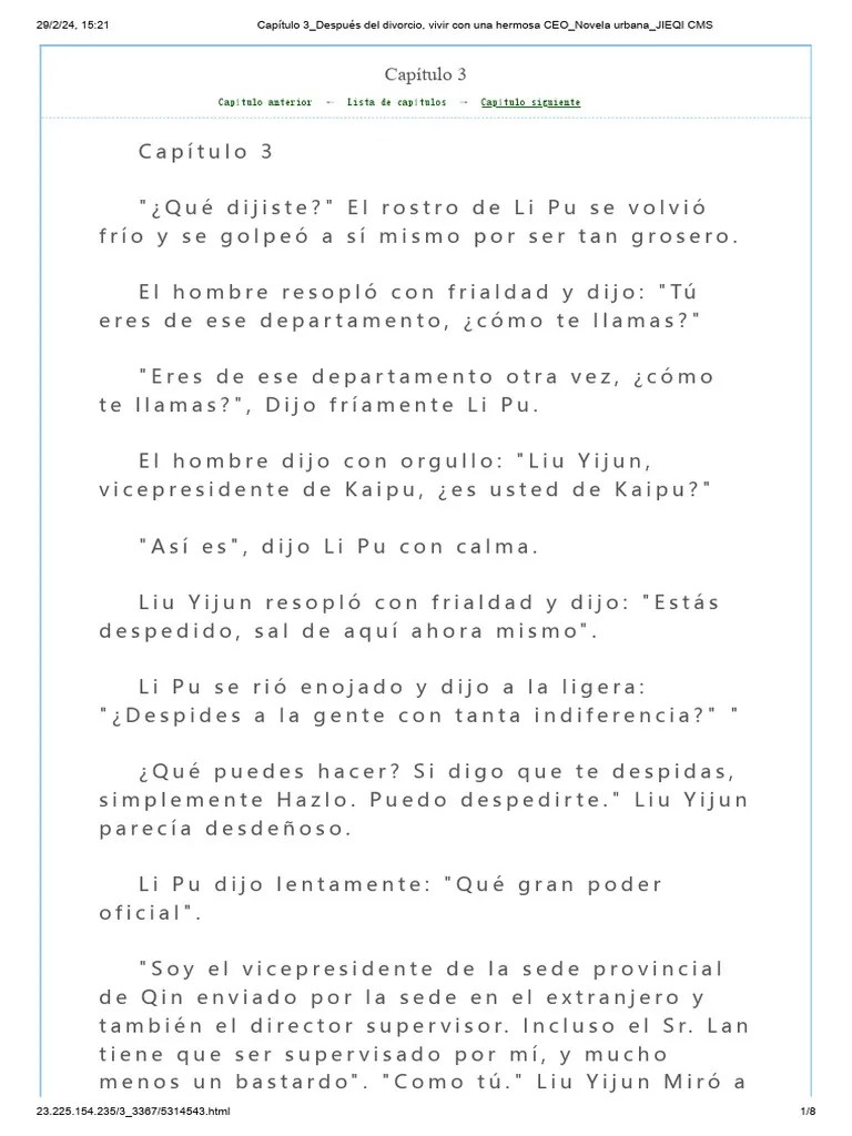 Capítulo 3 - Después Del Divorcio, Vivir Con Una Hermosa CEO - Novela Urbana - JIEQI CMS | PDF