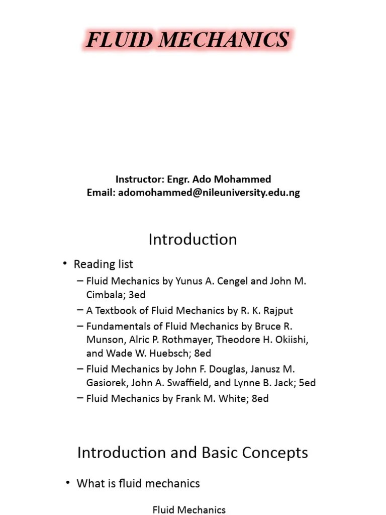 Introduction To Fluid Mechanics | PDF