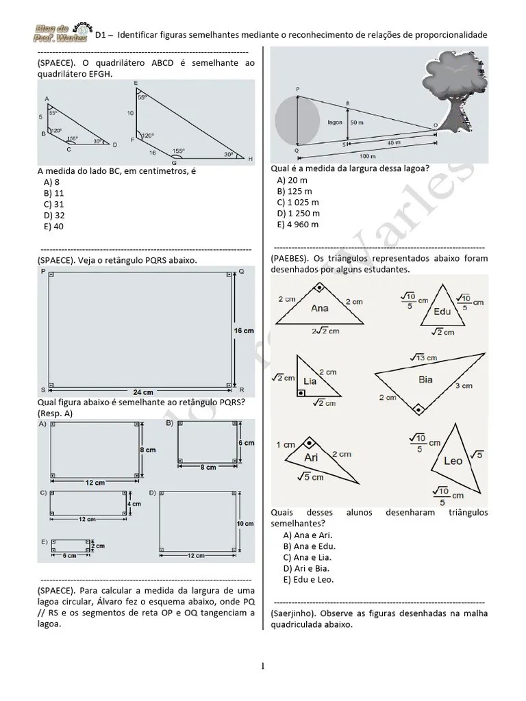D1 Matematica Aluno | PDF