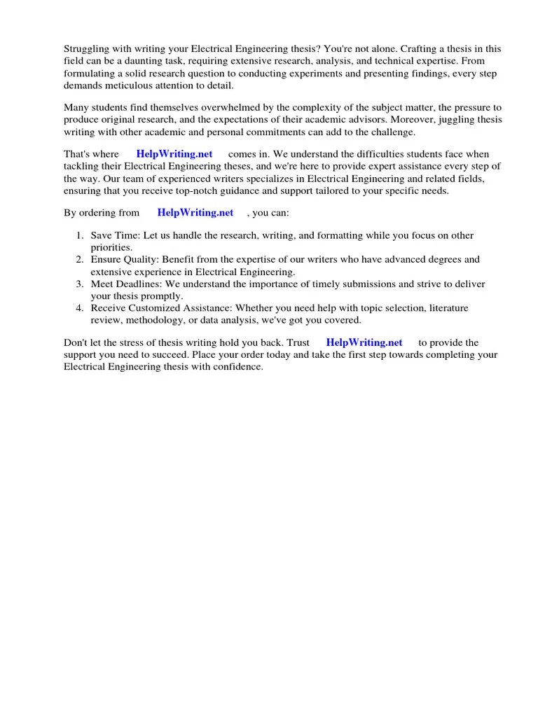 Electrical Engineering Thesis Sample | PDF | Thesis | Electrical Engineering