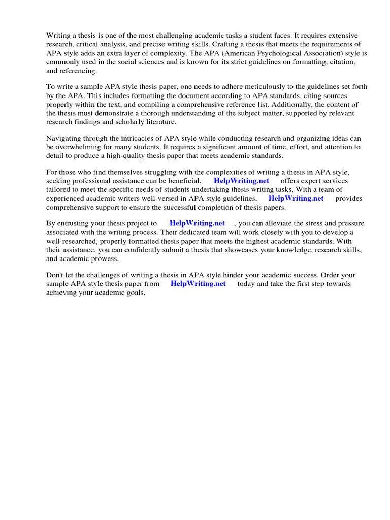 Sample Apa Style Thesis Paper | PDF