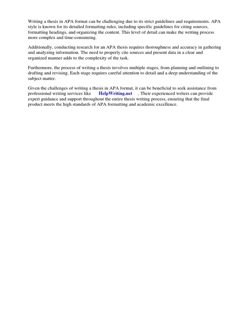 Apa Thesis Writing Format | PDF | Apa Style | Thesis