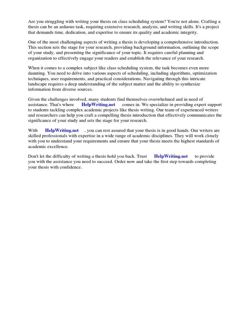 Class Scheduling System Thesis Introduction | PDF | Thesis
