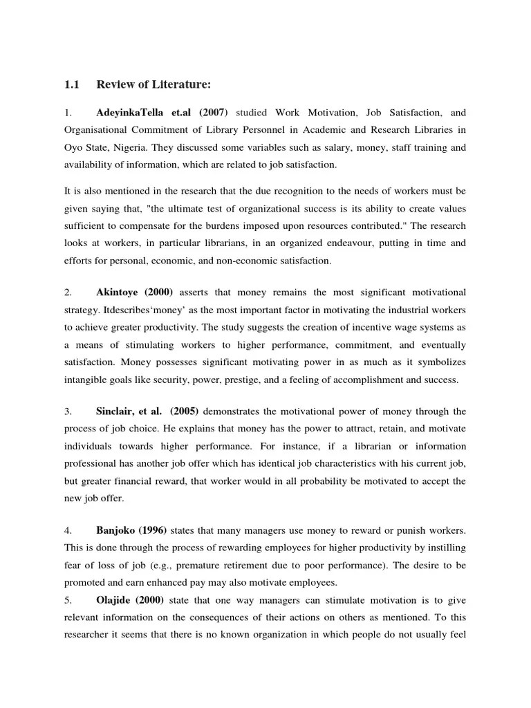 03 - Literature Review | PDF | Job Satisfaction | Motivational