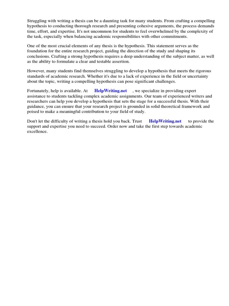 Essay Hypothesis Example | PDF