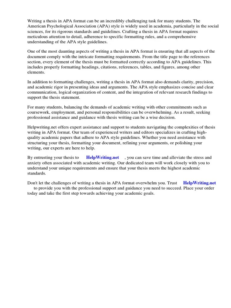 Write Thesis Apa Format | PDF | Apa Style | Thesis