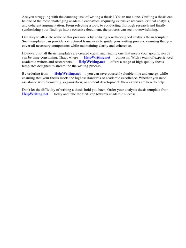 Analysis Thesis Template | PDF | Essays | Thesis